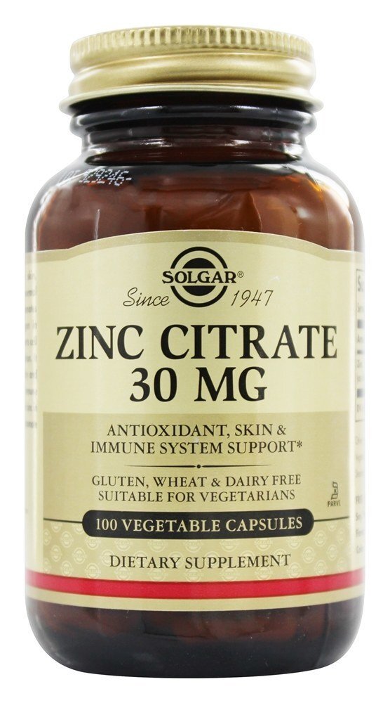 Citrato de Zinco 30 mg. - Cápsulas vegetarianas 100 Solgar