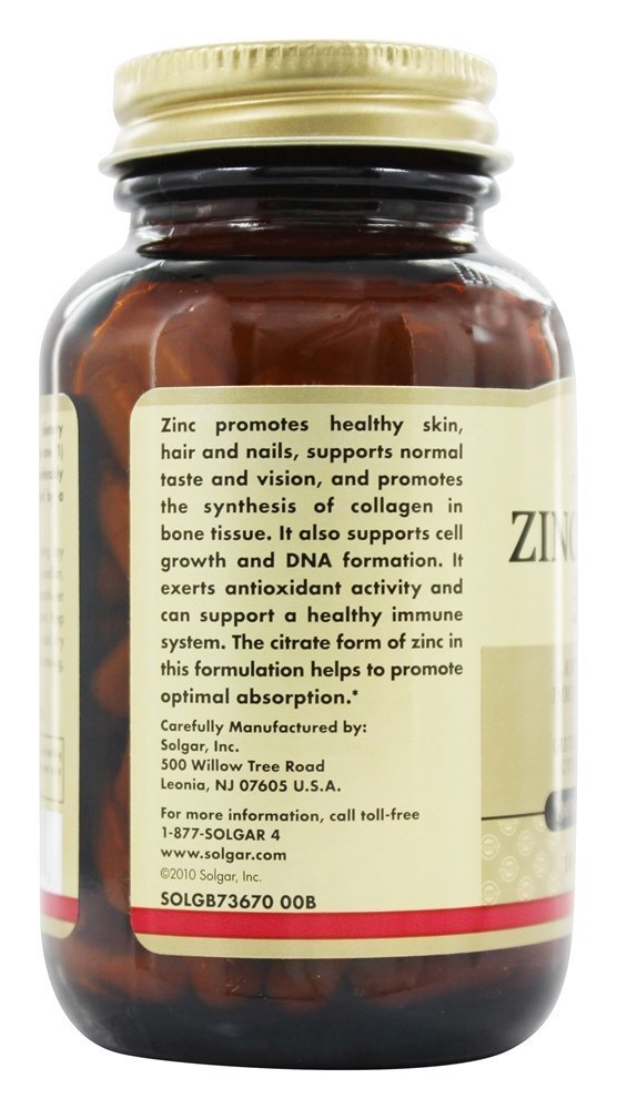 Citrato de Zinco 30 mg. - Cápsulas vegetarianas 100 Solgar - Imagem 4