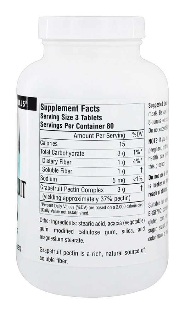Pectina de Toranja 1000 mg. - 240 Tablets Source Naturals - Imagem 2