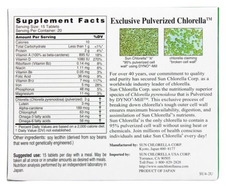 Sun Chlorella "A" Suplemento Dietético 200 mg. - 300 Tablets Sun Chlorella - Image 2