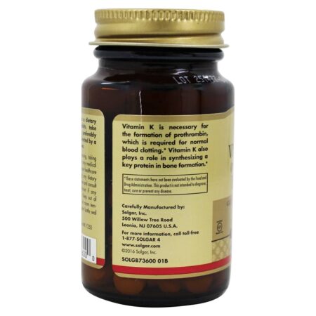 Vitamina K Fitonadiona 100 mcg. - 100 Tablets Solgar - Image 4