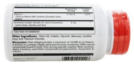 Caroteno Alimentar Natural 10,000 UI - 200 Softgels Solaray - Image 3