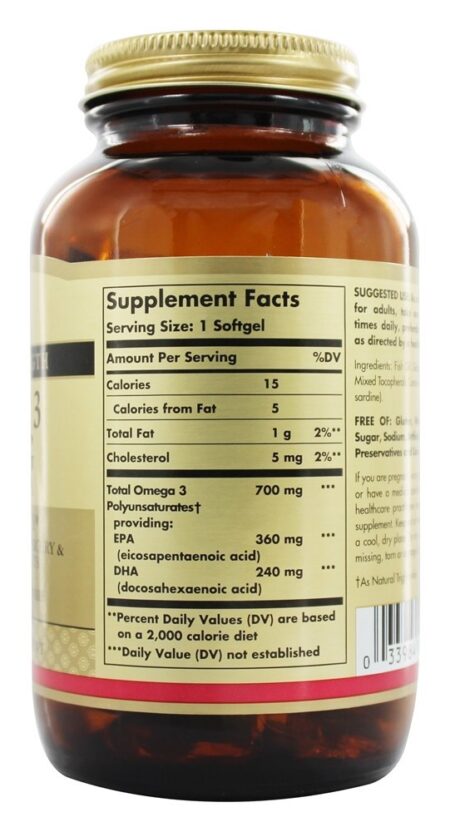 Omega 3 Potência Dupla 700 mg. - 120 Softgels Solgar - Image 2