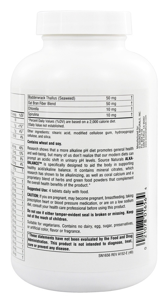 Alka-Balance - 120 Tablets Source Naturals - Imagem 3