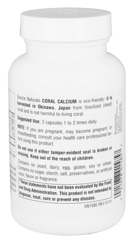 Cálcio Coral 600 mg. - Cápsulas 120 Source Naturals - Image 3