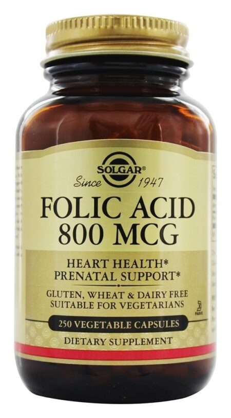 Ácido Fólico 800 mcg. - Cápsulas vegetarianas 250 Solgar