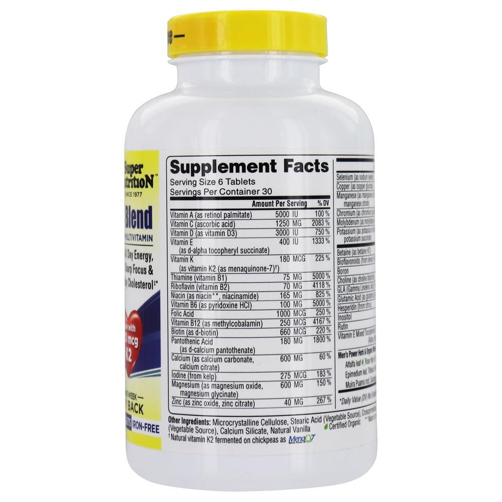 Men's Blend Multivitamínico Para Homens Livre de Ferro - 180 Tablets Super Nutrition - Imagem 2