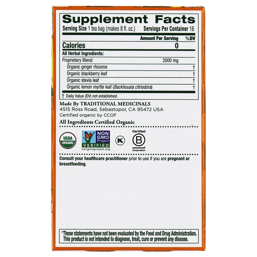 Chá de ervas orgânico de gengibre - 16 Saquinhos de Chá Traditional Medicinals - Imagem 2