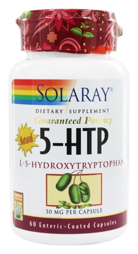 Potência Garantida 5-HTP L-5-Hidroxitriptofano Natural 50 mg. - Cápsulas 60 Solaray