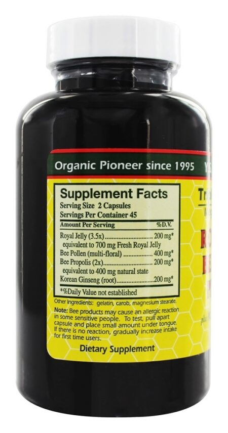 Complexo de Abelha Triplo de Geléia Real, Pólen de Abelha & Própolis + Korean Ginseng - Cápsulas 90 YS Organic Bee Farms - Image 2