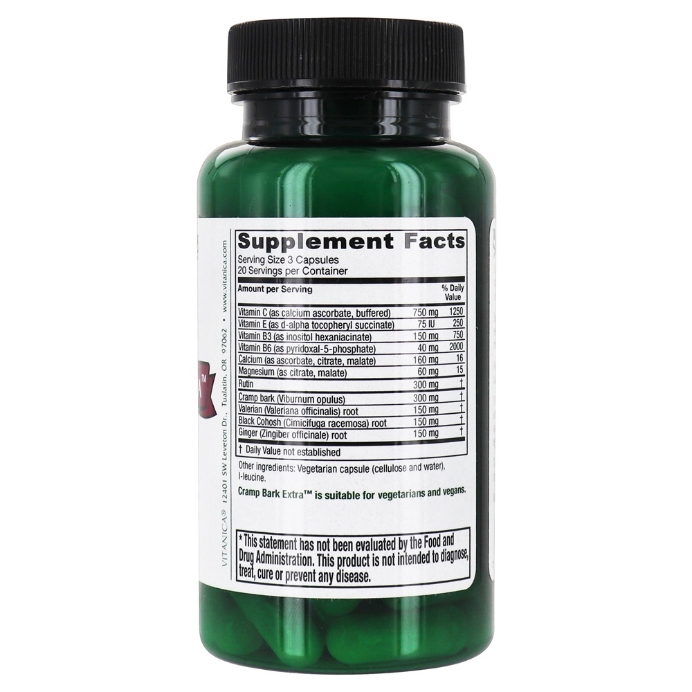 Cramp Bark Extra Menstrual Support - Cápsulas vegetarianas 60 Vitanica - Imagem 2