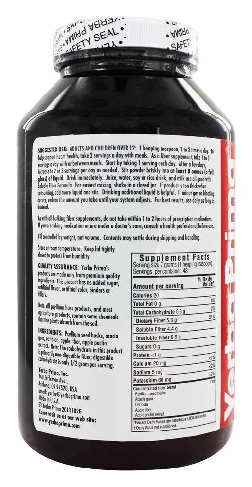 Fórmula Solúvel De Fibra - 12 oz. Yerba Prima - Imagem 2