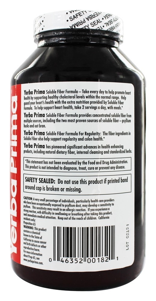 Fórmula Solúvel De Fibra - 12 oz. Yerba Prima - Imagem 3