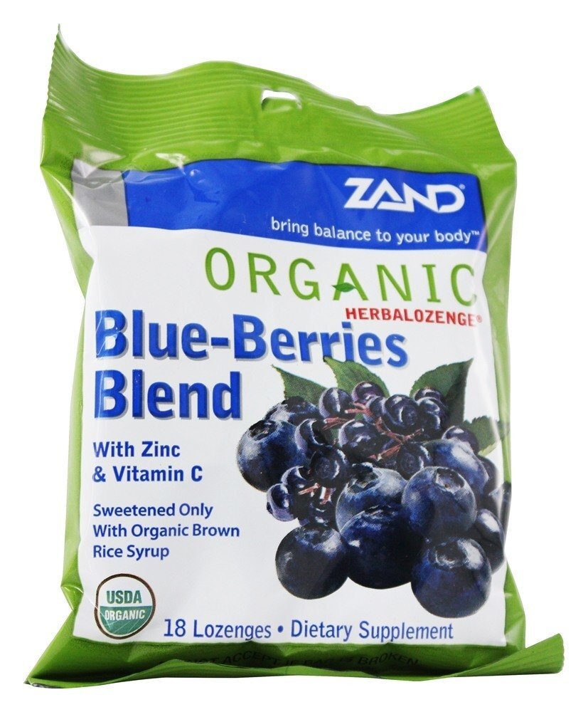 Herbalozenge Organic Blue-Berries Misture com Zinco & Vitamina C Sabor Blueberry de Sabugueiro - 18 Pastilhas Zand