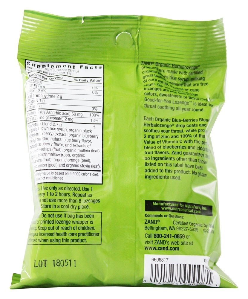 Herbalozenge Organic Blue-Berries Misture com Zinco & Vitamina C Sabor Blueberry de Sabugueiro - 18 Pastilhas Zand - Imagem 2