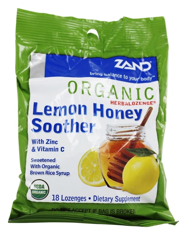 Herbalozenge Orgânico Limão Mel Chupeta com Zinco & Vitamina C Limão Sabor - 18 Pastilhas Zand