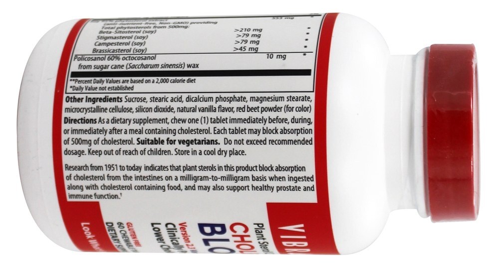 Bloqueador de Colesterol Sabor Baunilha 510 mg. - 60 comprimidos mastigáveis Vibrant Health - Imagem 4