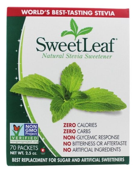 Adoçante de Estévia 100% Natural - Pacotes de 70 x 1g SweetLeaf