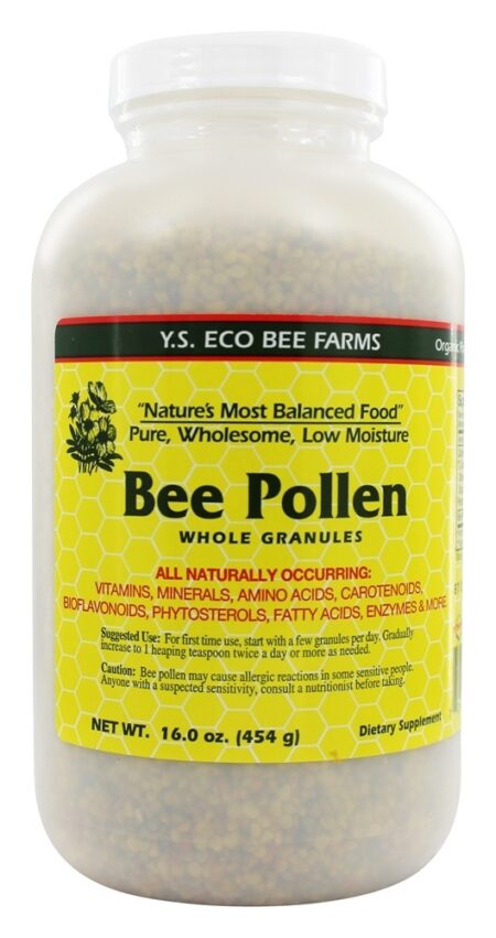 Grânulo inteiro do pólen da abelha da umidade baixa - 16 oz. YS Organic Bee Farms