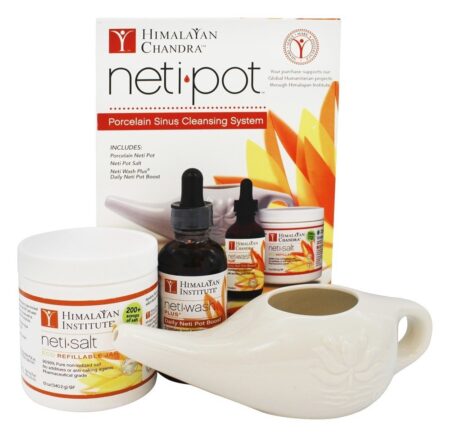 Sistema de limpeza de seio de porcelana Neti Pot Himalayan Chandra