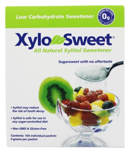 XyloSweet Adoçante Xilitol Natural de Baixo Carboidrato - 100 Pacotes (s) Xlear