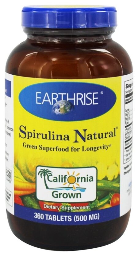 Spirulina Natural Superalimento Verde Para Longevidade 500 mg. - 360 Tablets Earthrise