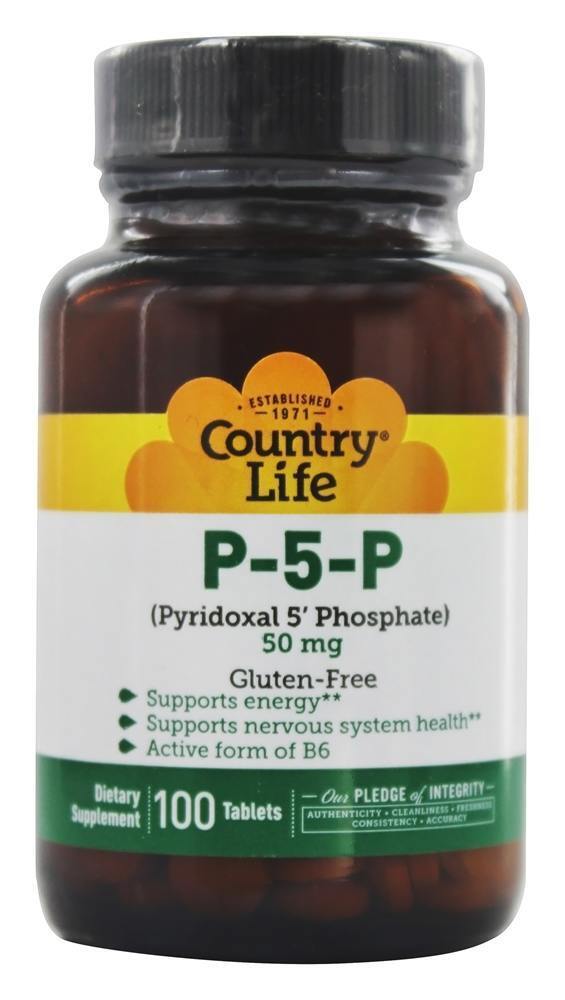 P-5-P Piridoxal 5 Fosfato 50 mg. - 100 Tablets Country Life