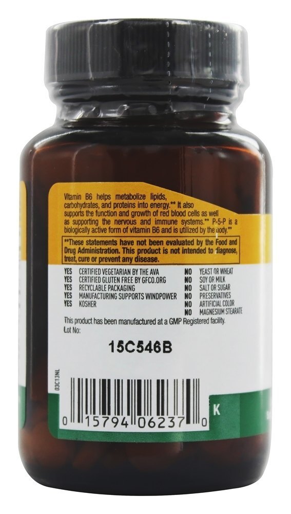 P-5-P Piridoxal 5 Fosfato 50 mg. - 100 Tablets Country Life - Imagem 3