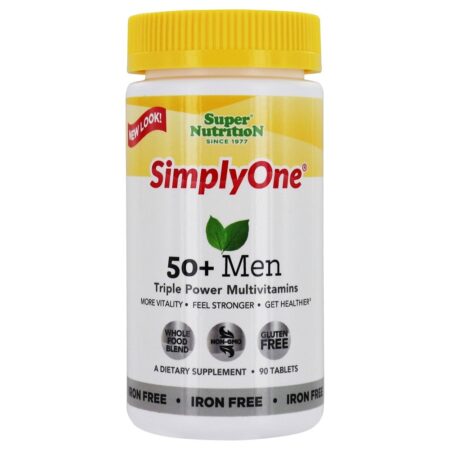 Simplesmente Um 50+ Homens Triplo Poder Multivitaminas Ferro Livre - 90 Tablets Super Nutrition