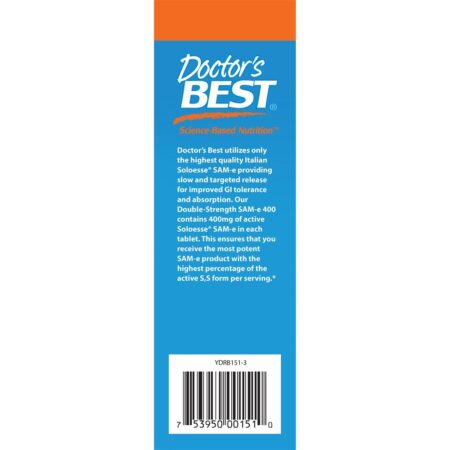 SAM-e de força dupla 400 mg . - 30 Comprimidos com Doctor's Best entérico Doctor's Best - Image 4