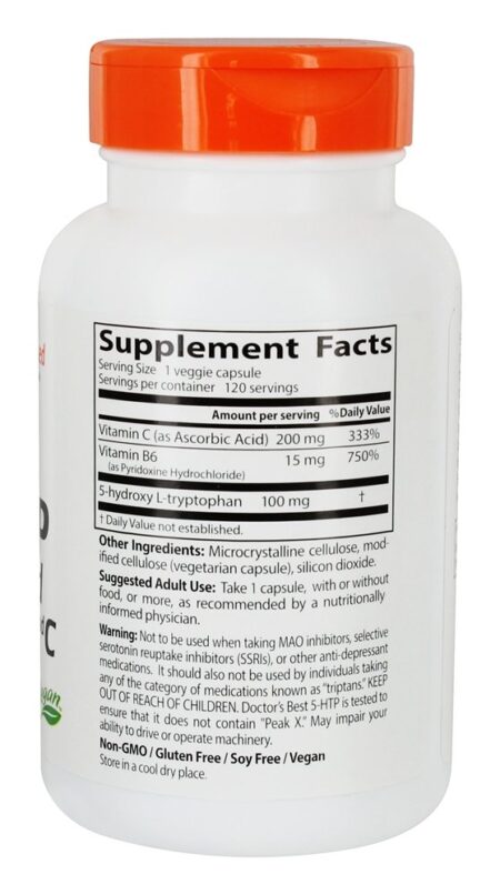 5-HTP Reforçado Com Vitaminas B6 & C Para o Bem-Estar Mental e Emocional - Cápsulas vegetarianas 120 Doctor's Best - Image 2