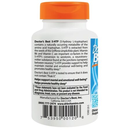 5-HTP Reforçado Com Vitaminas B6 & C Para o Bem-Estar Mental e Emocional - Cápsulas vegetarianas 120 Doctor's Best - Image 3