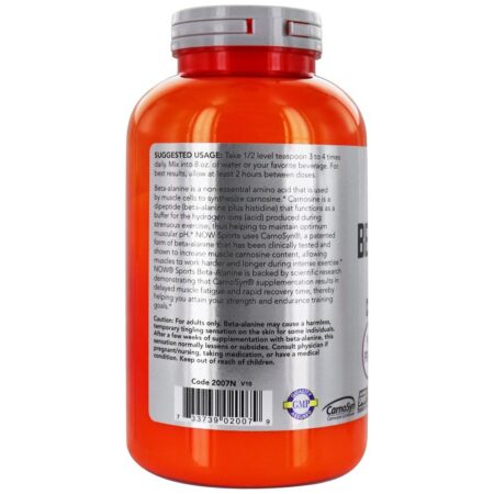 Now Sports Beta-Alanine Powder - 500 Gramas NOW Foods - Image 3