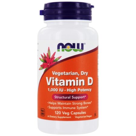 Alta Densidade Vegetariana Seca de Vitamina D 1000 UI - 120 Cápsula (s) vegetal (s) NOW Foods