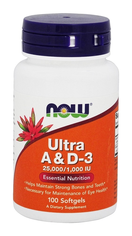 Nutrição Essencial Ultra A & D3 - 100 Softgels NOW Foods