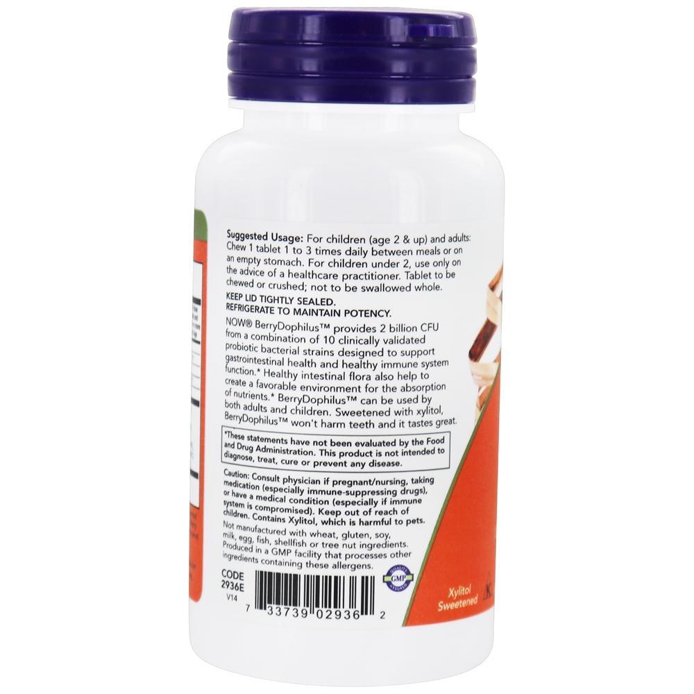 BerryDophilus 10 Cepas probióticas 2 Bilhões de UFC - 60 Mastigáveis NOW Foods - Imagem 3