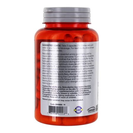 NOW Sports Beta-Alanine Endurance 750 mg . - 120 Cápsula (s) vegetal (s) NOW Foods - Image 3