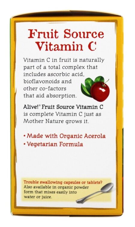 Alive Fruit Source Vitamina C 100% Acerola - Cápsulas vegetarianas 120 Nature's Way - Image 4