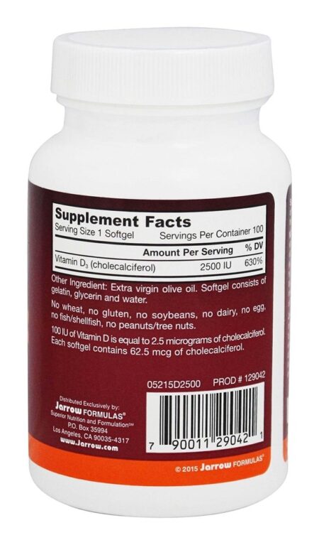 Vitamina D3 2500 UI - 100 Softgels Jarrow Formulas - Image 2