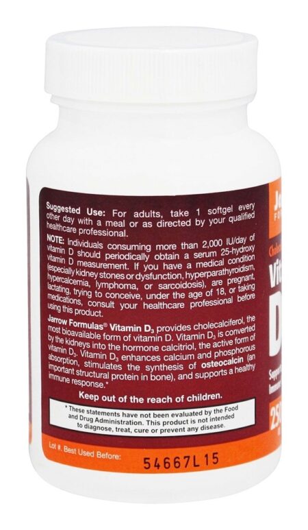 Vitamina D3 2500 UI - 100 Softgels Jarrow Formulas - Image 3