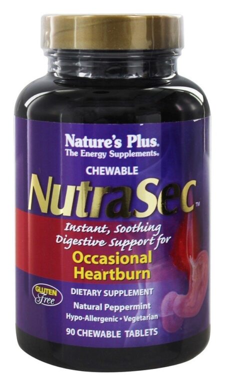 NutraSec com Peppermint Gastro-Block - 90 comprimidos mastigáveis Natures Plus