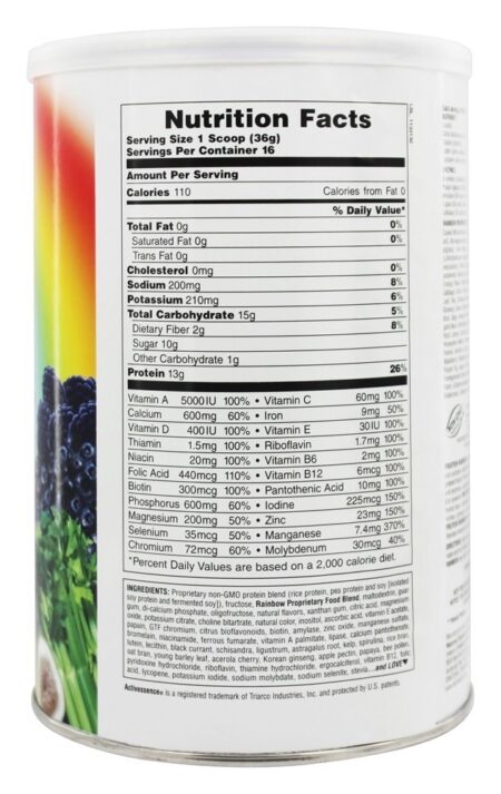 Fruitein Vegetariano Shake Rainbow - 1.3 lbs. Natures Plus - Image 2