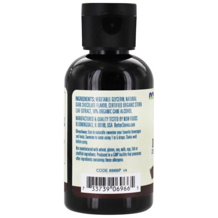 Adoçante Líquido BetterStevia Chocolate Amargo - 2 fl. oz. NOW Foods - Image 3