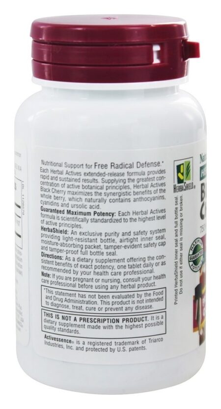 De ervas Ativos Alargado Liberar Preto Cereja 750 mg. - 30 Comprimidos vegetarianos Natures Plus - Image 3