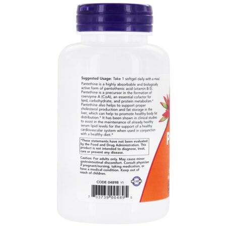 Dupla força da pantetina 600 mg. - 60 Softgels NOW Foods - Image 3