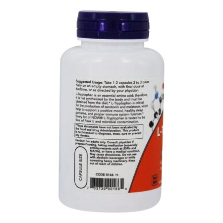 L-Triptofano 500 mg. - 60 Cápsula (s) vegetal (s) NOW Foods - Imagem 3