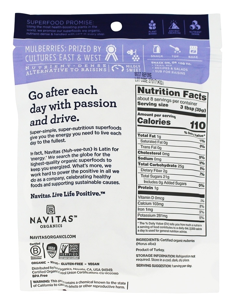 Amora Berries Certified Organic - 8 oz. Navitas Organics - Imagem 2