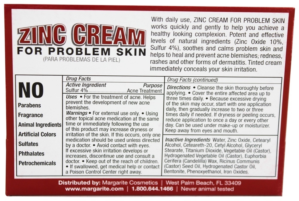 Creme de Zinco para Pele Sem Fragrância - 1 oz. Margarite Cosmetics - Imagem 2