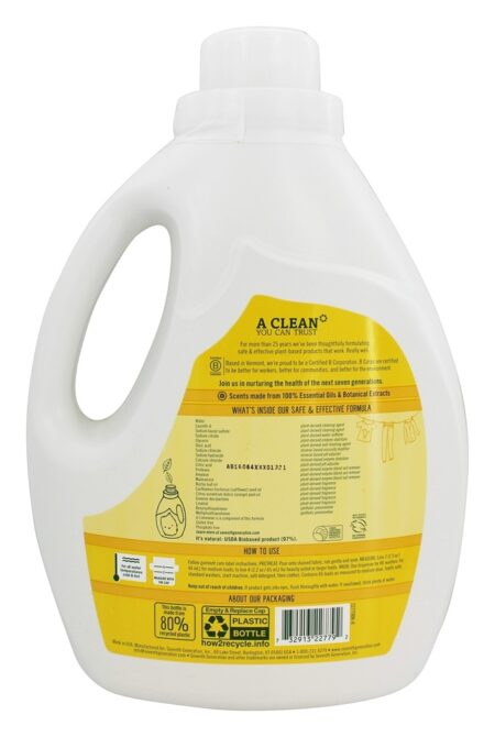 Detergente de lavanderia líquido natural 66 carrega a brisa fresca de citrinos - 100 fl. oz. (anteriormente White Flower & Bergamot Citrus) Seventh Generation - Image 2