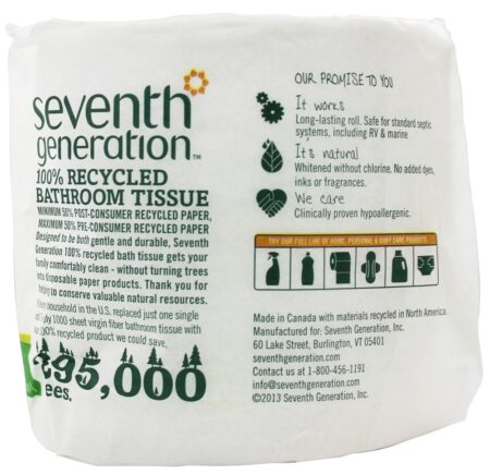 Tecido do Banheiro 100 % Branco Reciclado 1 Dobra 1000 Sheets perfume - 1 rolo (s) Seventh Generation - Image 2